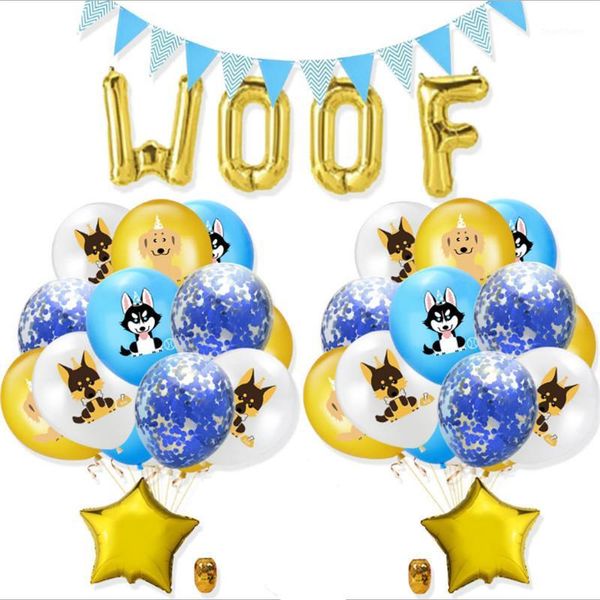 

12-inch new style woof aluminum film pet dog rubber balloons set birthday theme party decoration supplies1