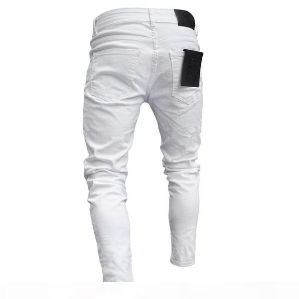 

3 styles men stretchy ripped skinny biker embroidery print jeans destroyed hole taped slim fit denim scratched jean c19040401, Blue