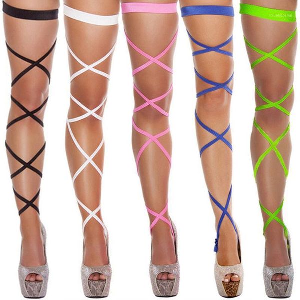 

summer diy cross bandage stockings female erotic lingerie medias women's transparent nylon stockings punk goth leg wrap1, Black;white