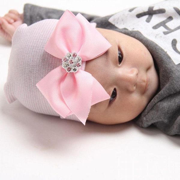 

новые cute новорожденный малышей baby girl comfy bowknot cap beanie hat хлопок comfy bowknot осень зима 0-6months, Yellow