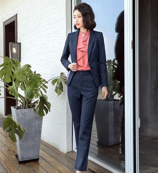 

autumn winter uniform designs women business suits with jackets and blazers ladies office work wear pants suits pantsuits, White