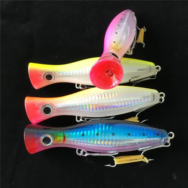 

2pcs popper bait hard fishing lure pink blue yellow for choice 12cm/40g sharp hook artificial bait surface water