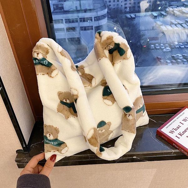 

plush bags womens new 2021 cartoon print shoulder bag winter casual shopper bag handbags for women crossbody bags bolsa feminina