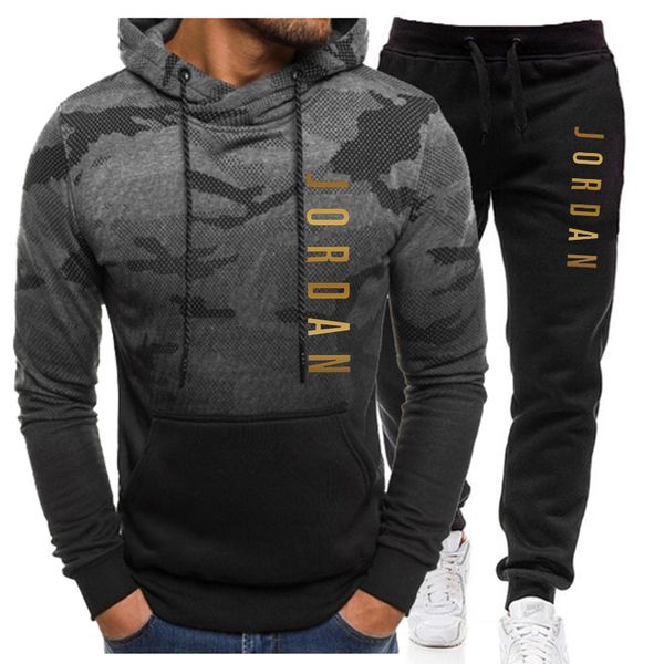 

winter tracksuit men's sets 2 pieces set hooded sweatshirt+pants pullover hoodie sportswear sports suit for men clothes size lj201125, Gray