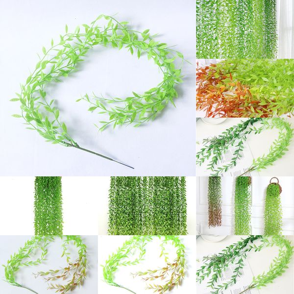 

10pcs planta artificial plants tropical willow leaf leaves hangging vine for diy weding decoration garden home decor acc op53s