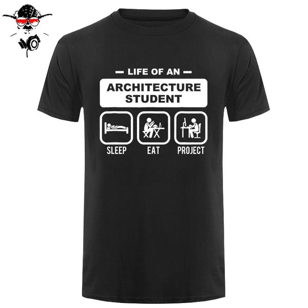 

sport funny life of an architecture student t shirt men summer short sleeve born to be an architect vintage t-shirt cotton tees black
