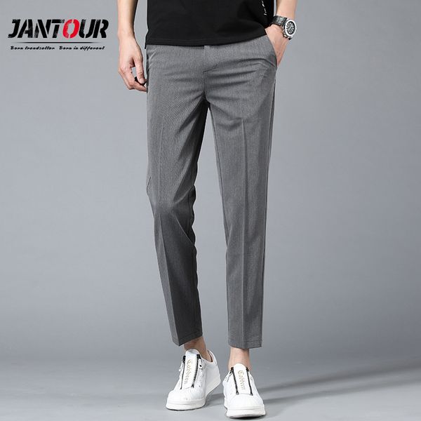 

jantour brand men ankle pants new autumn casual trousers straight chinos fashion jogging pants male brand trousers 201125, Black
