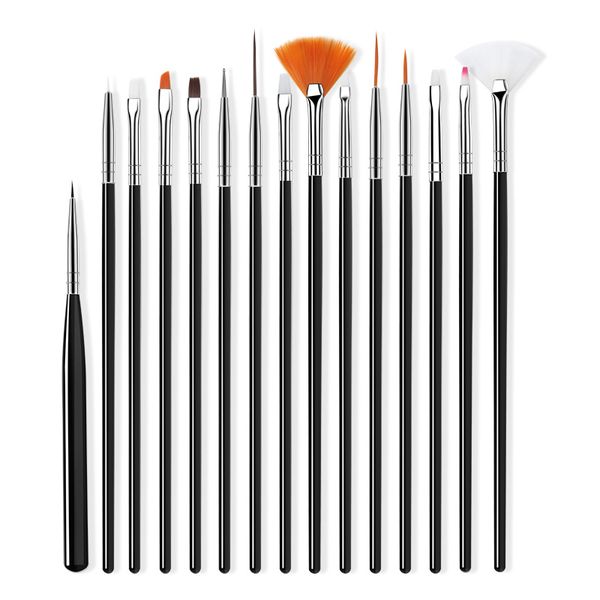 

nail brush for manicure gel brush of nail art 15pcs/set ombre brush for gradient for gel nail polish painting drawing, Yellow