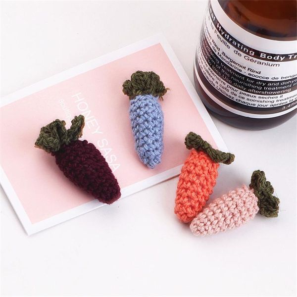 

hair clips & barrettes mini order 2pcs handmade 40*19mm 3d woven crochet cute carttot button fit girls jewelry bow center ornaments diy, Golden;silver