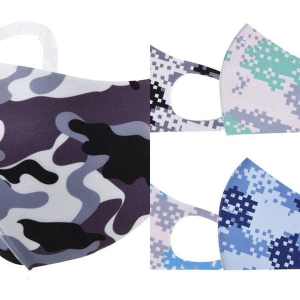 

uk78wcamouflage face mask camo mouth cover anti-bacterial pm2.5 respirator dustproof washable reusable silk cotton masks black packaging 3