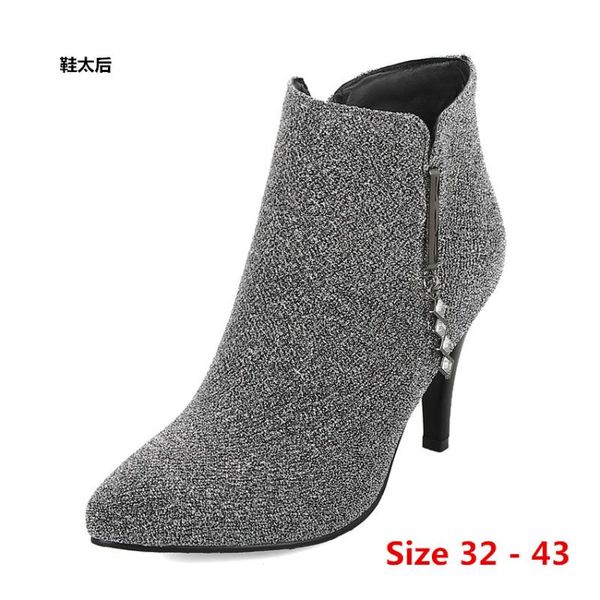

boots woman high heel boots high heels for women shoes spring autumn ankle booties female small big size 32 - 43, Black