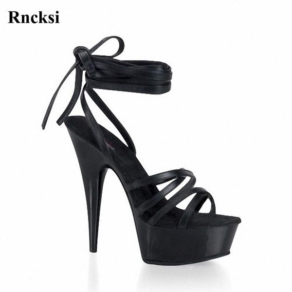 

rncksi straps women shoes 15cm high heel platforms pole dance/performance star model sandals party wedding dress sandals, Black