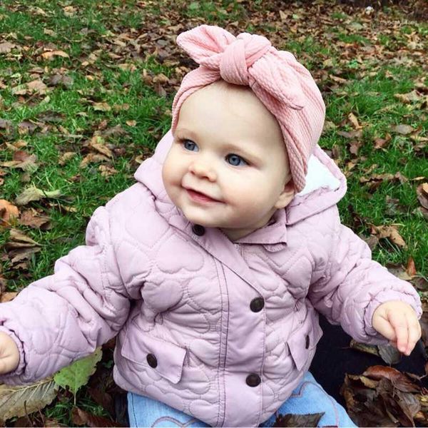 

knot bow baby girl hat solid color ear toddler cap children turban spring summer baby cap1, Yellow