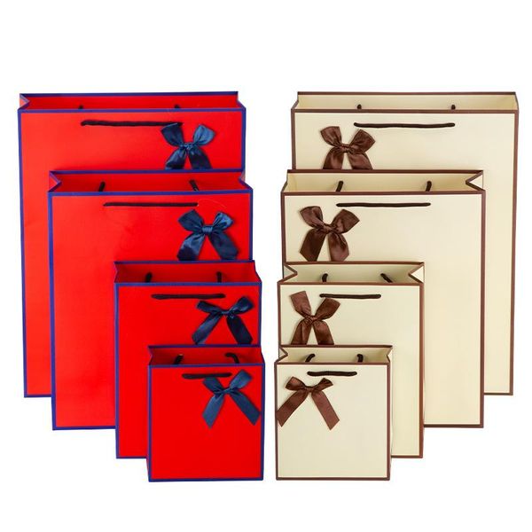 

gift wrap 10pcs clothing shopping paper bag general bowknot vertical red black handbag wholesale