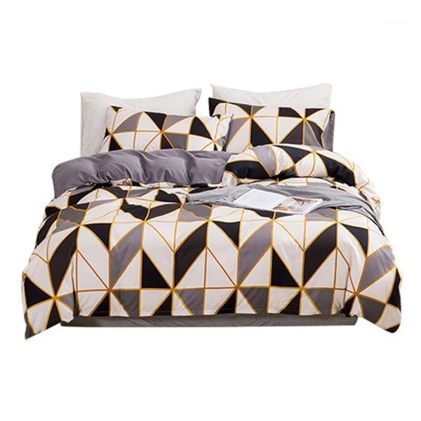 

3pcs duvet cover set modern bedding geometric printed washable comfortable pillow cases home textile bed sheet soft polyester1