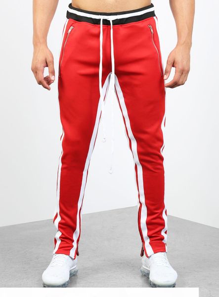 

2019 foreign trade new men's casual sports pants europe and the united states fashion color matching sports fitness pants men's f, Black