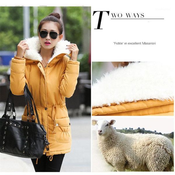 

jrnn fashion winter jacket women slim loose outwear medium-long wadded jacket thick cotton warm fleece parkas s-2xl1, Black