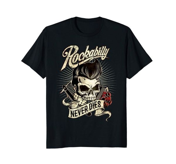 

summer short sleeve plus size rockabilly never dies - skull hipster t-shirt for bikers t-shirt sport hooded sweatshirt hoodie