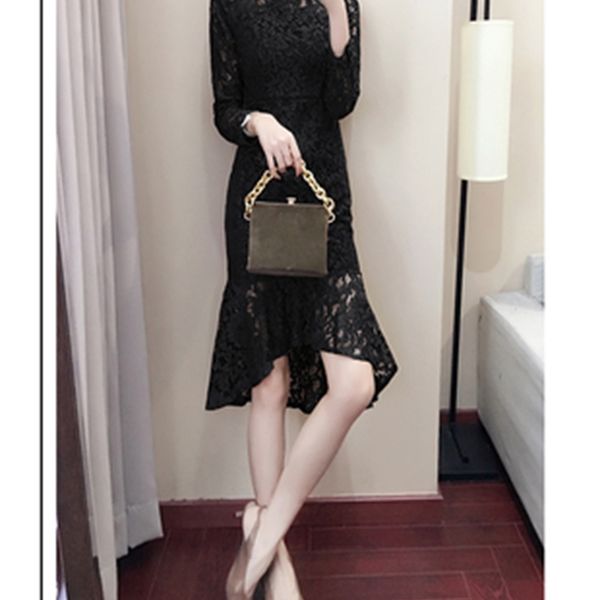 

2021 new elegant new in red lace ladies lean autumn holiday dresses casual women's clothes wxf752 zifz, Black;gray
