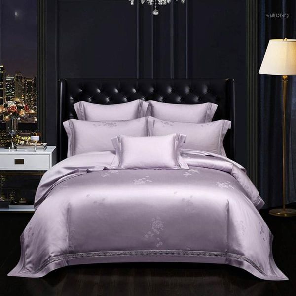 

bedding sets papa&mima mauve pink chinese flowers satin 100s egyptian cotton duvet cover set jacquard  king bedlinens cushion covers1
