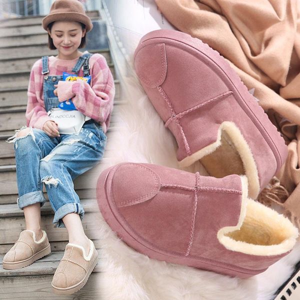 

boots cotton shoes female winter student bread women plus velvet korean version of the wild snow short tube f, Black