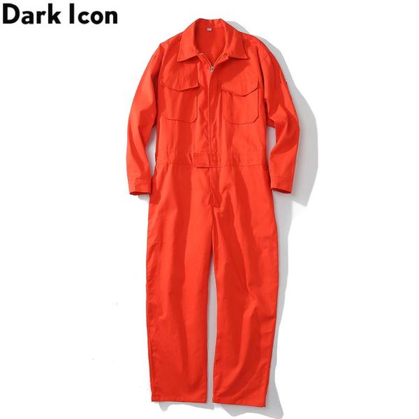 

men's pants dark overall men women long sleeved twill cotton cargo jumpsuit trousers 2021 cool, Black