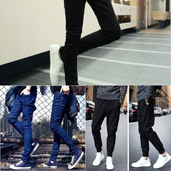 

23h4c spring and summer pants korean tight jeans tight pantsnew stretch jeans slim fit men's leggings black casual leggings men's, Blue