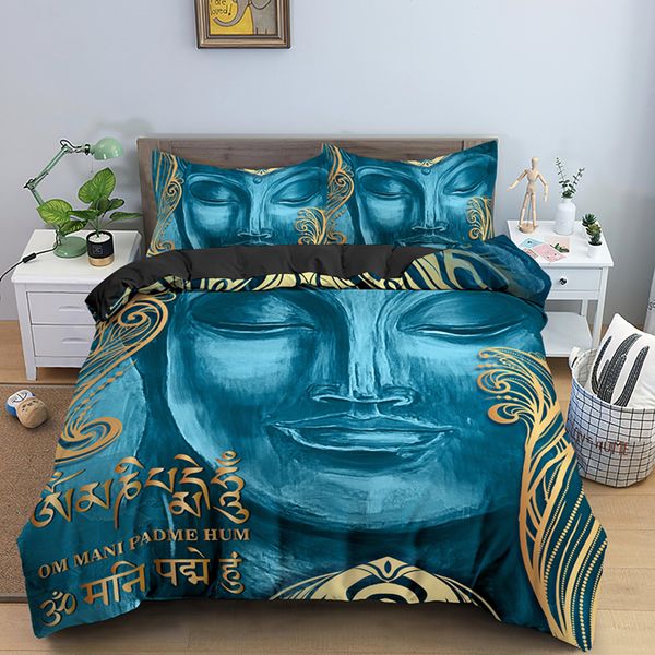 

buddha bedding set mandala quilt cover peace design luxury bed sets bohemian bedclothes 2/3pcs king size with pillowcase duvet cover