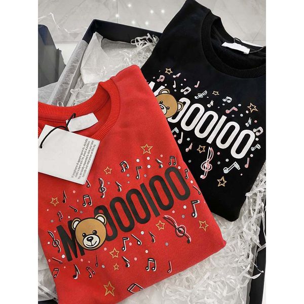 

boys girls fashion sweatshirts 2020fw trendy music bear with letter printed sweatshirts kids casual long sleeve hoodies pullover, Black