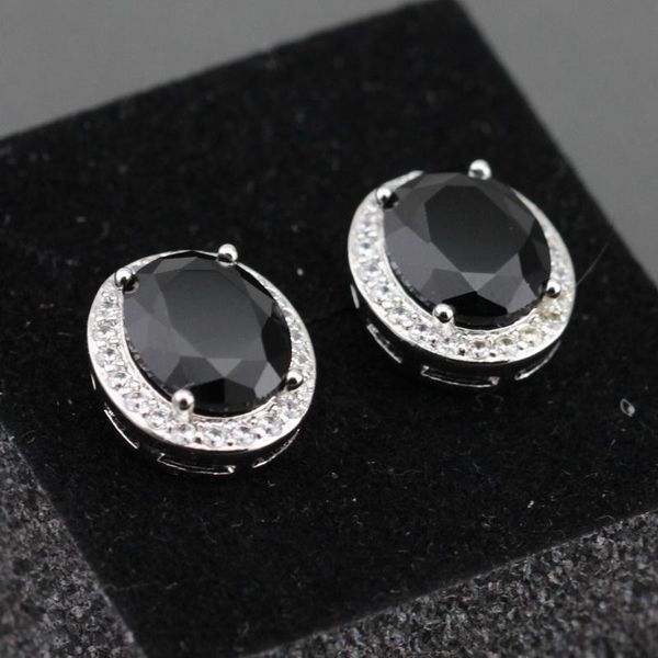 

rock 2021 new fashionable black zircon silver plated women jewelry stud earrings gift box ed30, Golden;silver