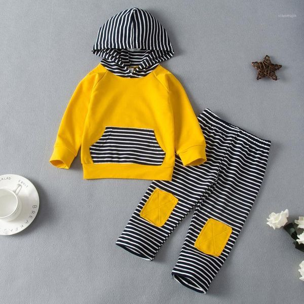 

clothing sets #50 0-24m born infant baby boys girls patch striped hooded sweatshirt+pants outfits set autumn winter clothes1, White