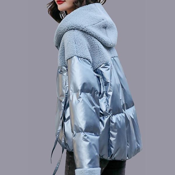 

fashion women warm wool hooded long coat ladies windproof fur hooded thicken pocket coats parka padded jackets winter female, Black