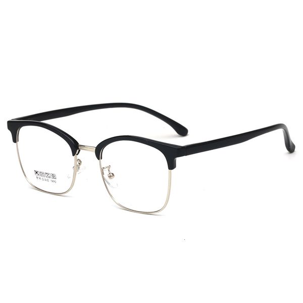 

2021 new reto tr90 metal eyeglasses half myopia glasses frame for men fashion computer protect vintage designer eyewear c87j, White;black