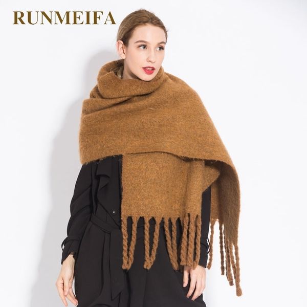 

runmeifa women shawl scarf autumn winter fashion solid color pashmina scarves warm tassel hijab stole scarfs bufanda mujer t200103, Blue;gray