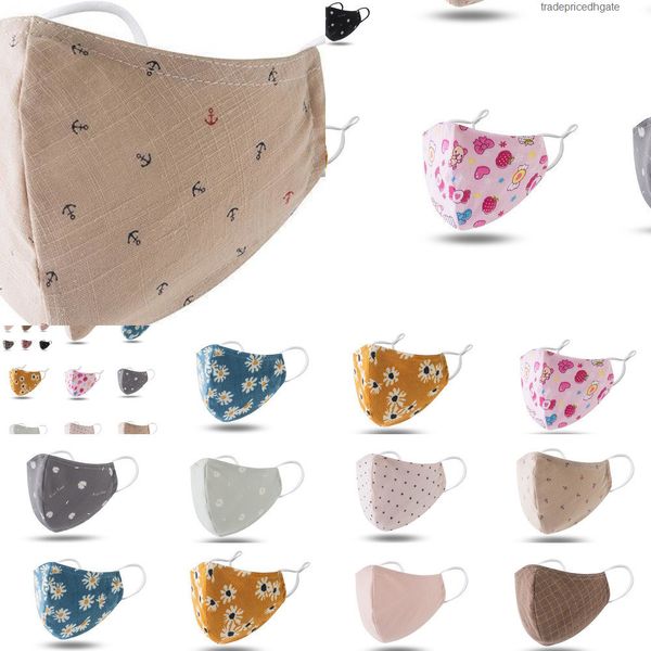 

cartoon face 100% cotton washable mouth kids reusable mask with filter dus 8t5i 7khc
