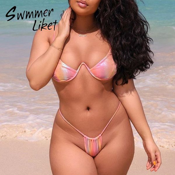

shiny bikinis 2020 mujer swimsuit women push up micro swimwear string two piece suit high cut bathing suit bikini swim suit 1004, White;black