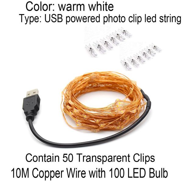 

5m 10m led p clip copper string lights starry fairy battery powered for hang pictures cards bedroom wall decorations swy wmtqtk xhhair