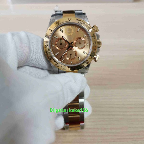 

bp watches luminescent men wristwatches m116503-0003 116503 40mm yellow gold two tones luminescent eta 7750 chronograph working automatic me, Slivery;brown