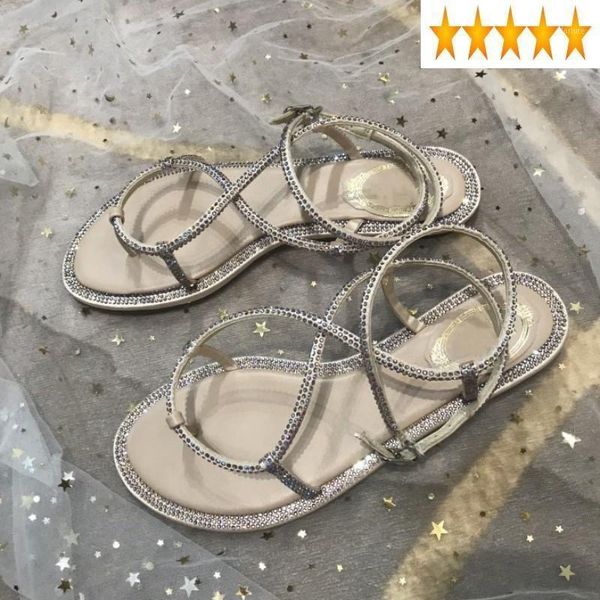 

crystal summer fashion women shiny holiday beach shoes ladies diamonds cross straps casual gladiator flats sandals1, Black