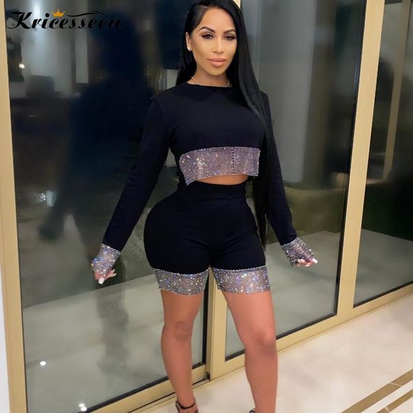 

kricesseen black patchwork two piece shorts set women tracksuit long sleeve and shorts suits 2 pieces outfits, Gray