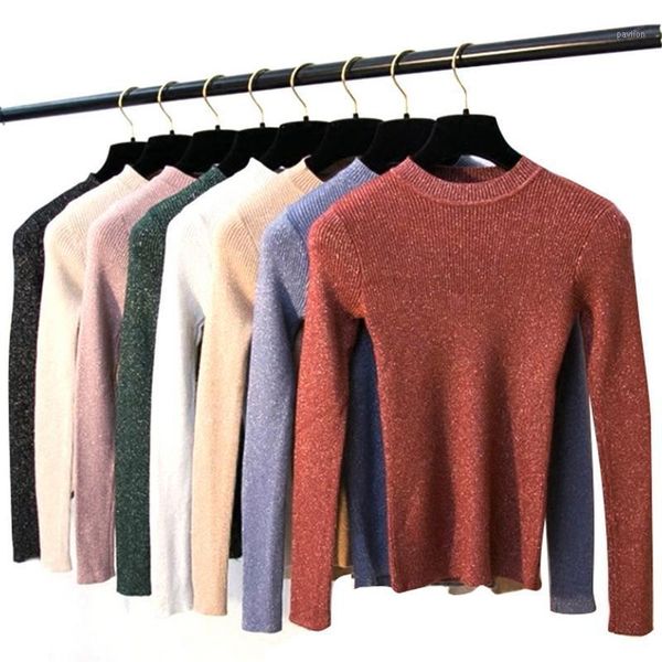 

fashion women sweater korean style long sleeve round neck sweater female knitted slim bottoming shirt1, White;black
