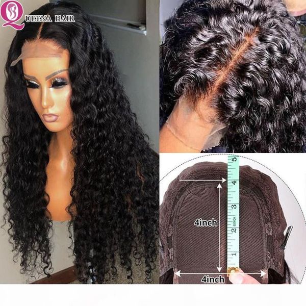 

30 inch lace front wig deep wave frontal wig 4x4 closure preplucked 13x4 lace front human hair wigs remy brazilian hair, Black;brown