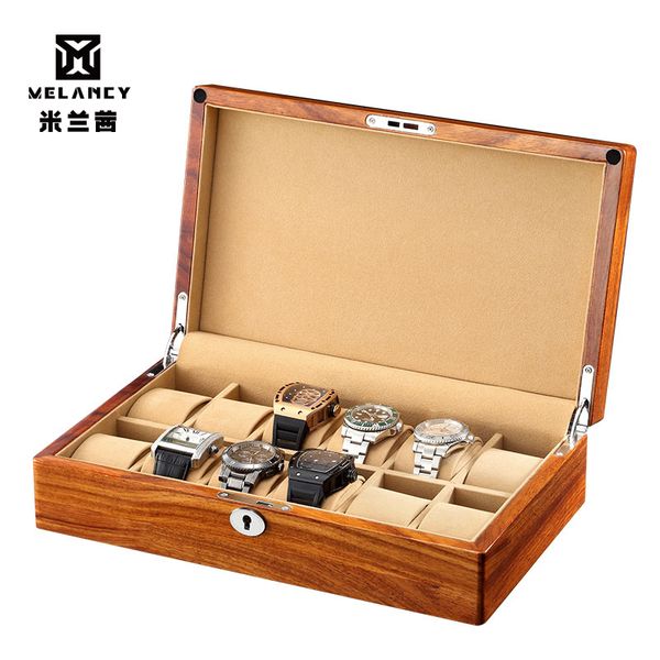 

custom wooden gift 12 slots velvet lining display cases handmade wood watch box