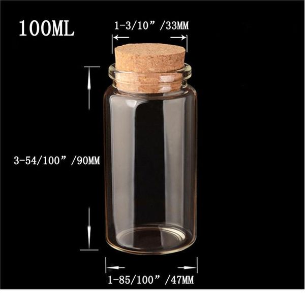 

47x90x3m 100ml glass jars with cork clear transparent empty wishing bottles wood ser 6pcs/lot bbylnj