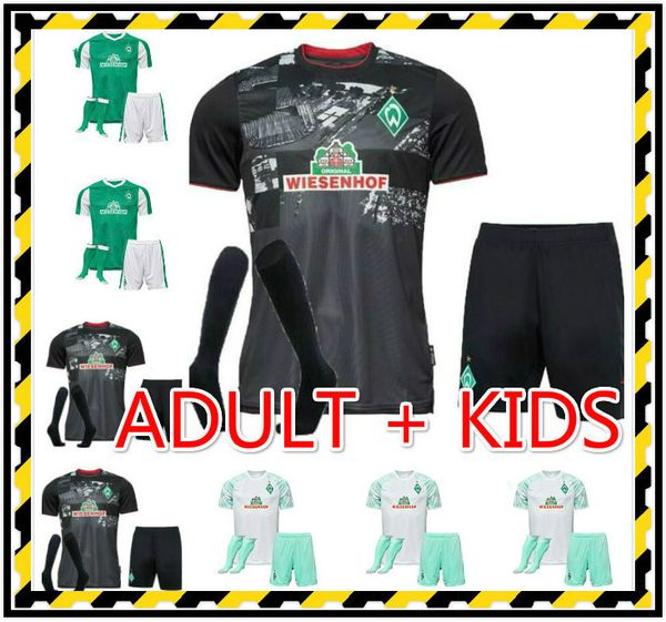 

kids kit 20 21 werder bremen home away soccer jerseys 2020 2021 junior sportverein pizarro osako harnik kruse rashica football shirt, Black;yellow