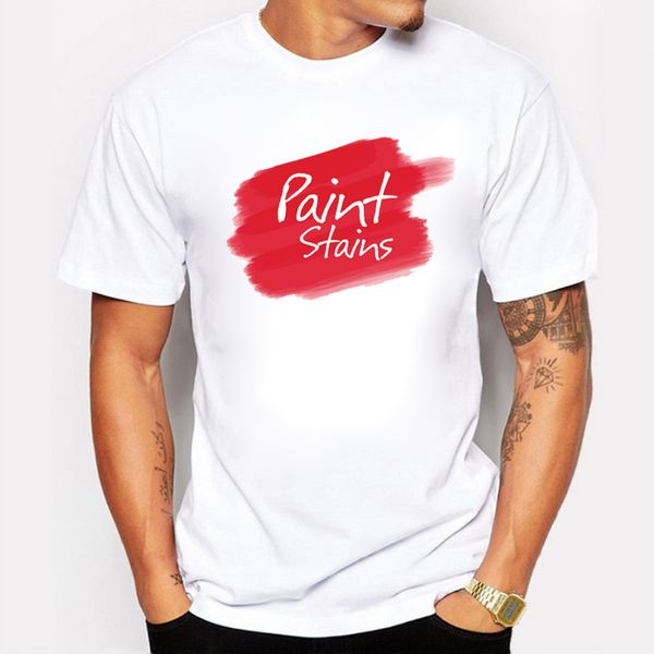 

new fashion creative personality red color paint stains casual o neck short tshirt sport hooded sweatshirt hoodie men t shirt
