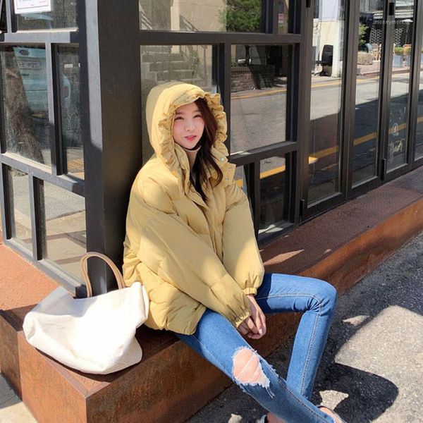

women's down & parkas oversize fashion short cute winter jacket coat women casual warm solid hooded parka student bread overcoat1, Black