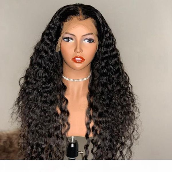 

deep curly long thick remy brazilian 13x6 lace front wig 150%180%thick density bleached knots human hairlace wigs, Black;brown