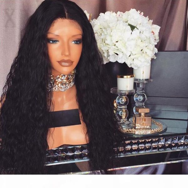 

beauty black women style wig #1b #2 #4 blonde burgundy natural long loose curly synthetic lace front wig with baby hair