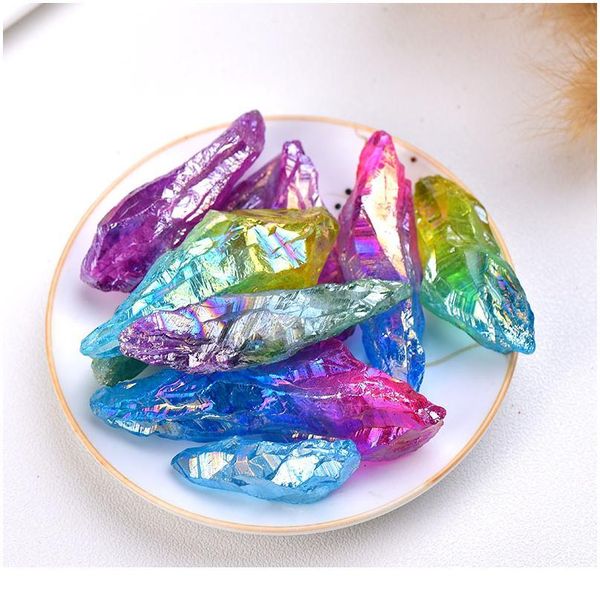 

natural crystal raw healing stone electroplate quartz specimens rough collectibles raw gemstone fish tank aquarium ho qylczg, Black